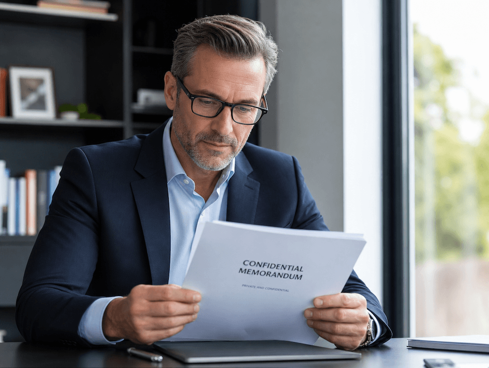 M&A Advisor Reviewing Confidential Memorandum